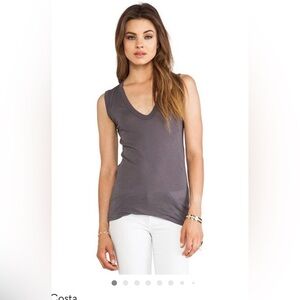 ENZA COSTA Shirt Womens Small Gray Supima Cotton Tissue Jersey Bold Tank NEW